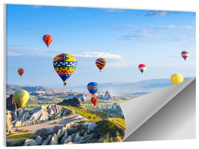 Cappadocia Hot Air Balloons Over Rock Valleys Wall Art as a poster print