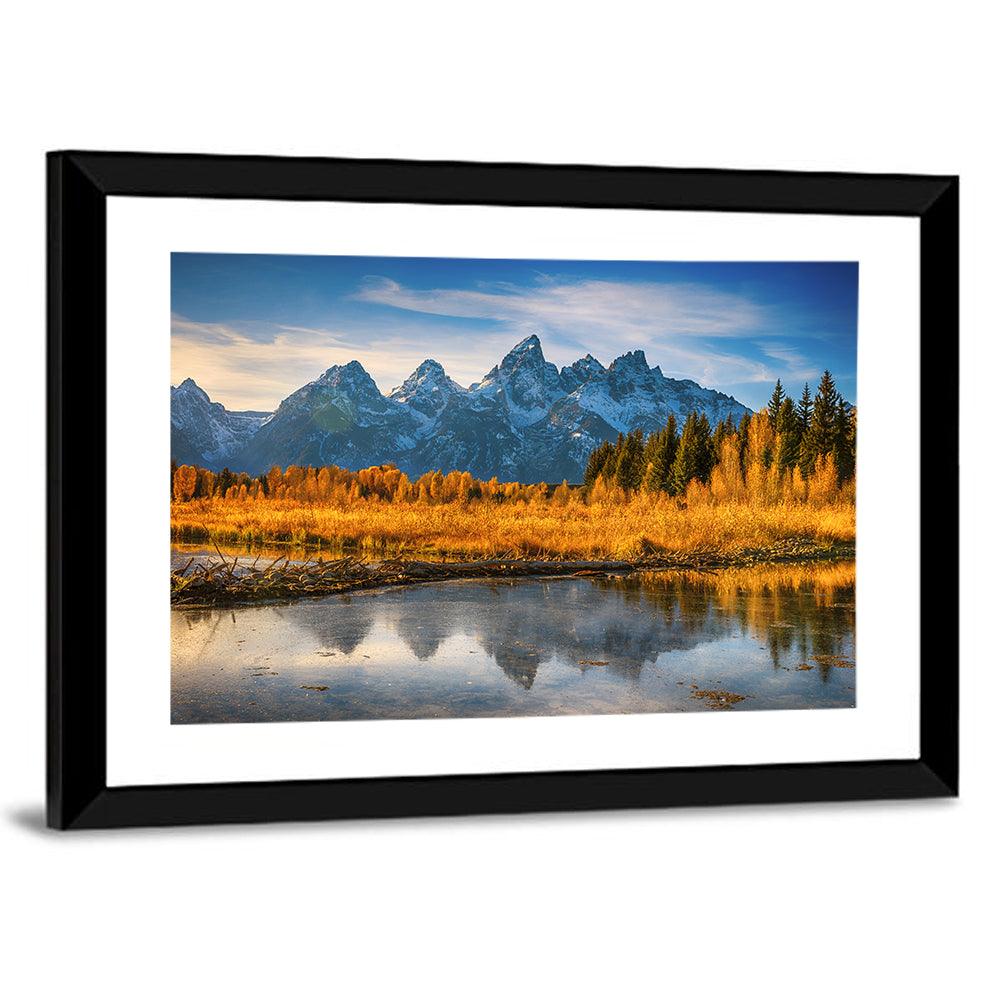 Grand Tetons Golden Reflection Wall Art
