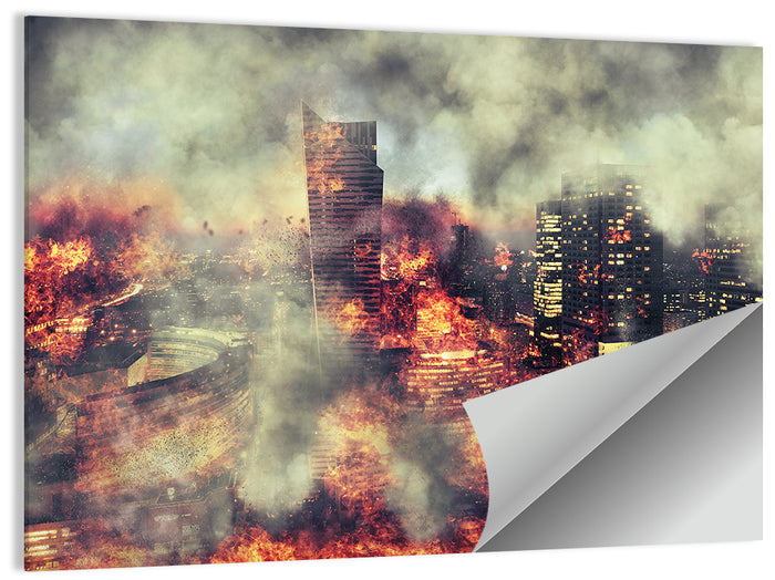 Warsaw Spire Burning City Abstract Wall Art as a poster print