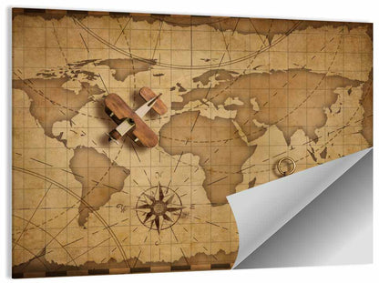 Retro Map Flying Plan Wall Art