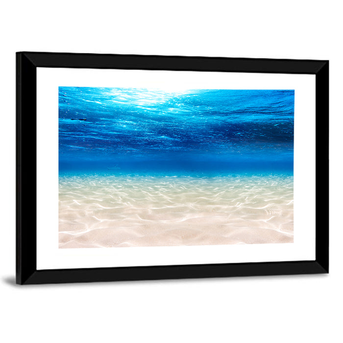 Sunlit Sandy Seabed Wall Art as a framed print