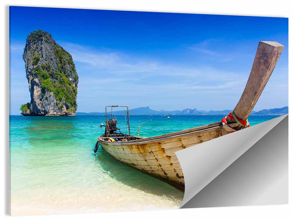 Krabi Longtail Boat Seascape Wall Art, poster print, landscape