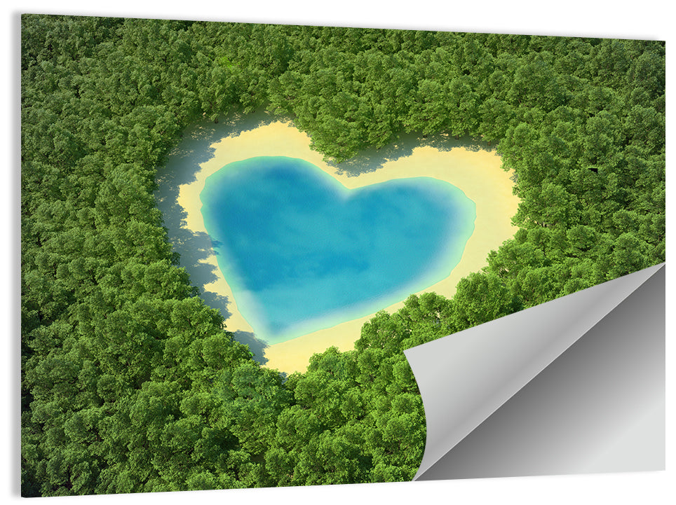 Heart-shaped Pond Aerial View Wall Art