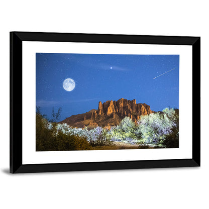 Moonlit Superstition Mountains Arizona Wall Art