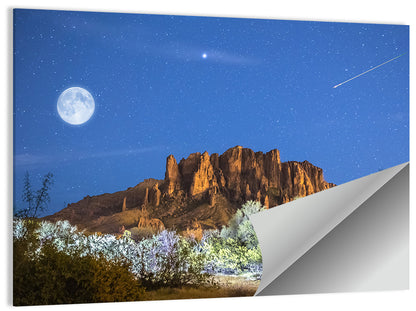Moonlit Superstition Mountains Arizona Wall Art