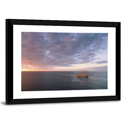 Sunlit Tall Ship at Sea Wall Art