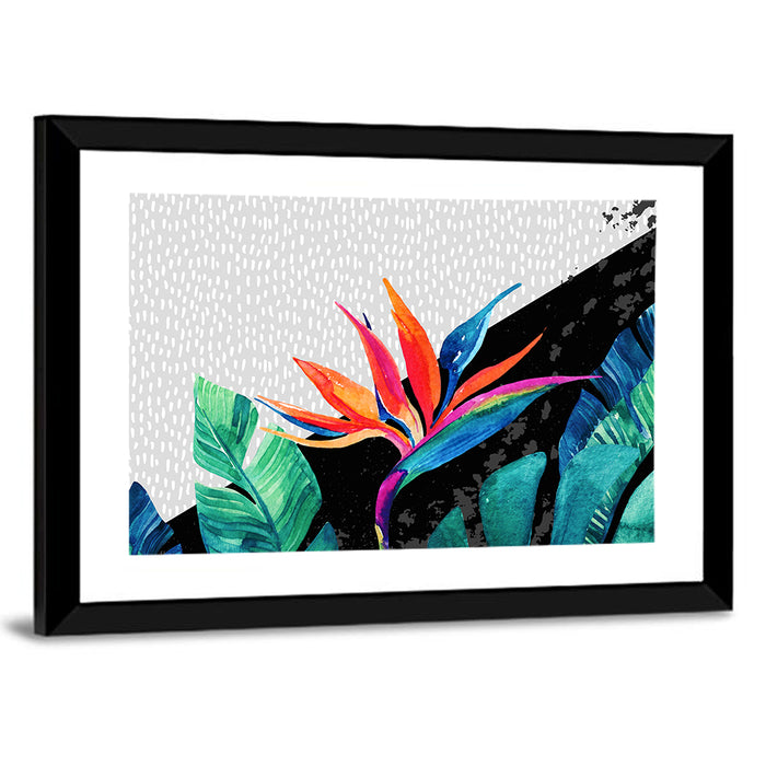 Exotic Flower Illustration Wall Art as a framed print