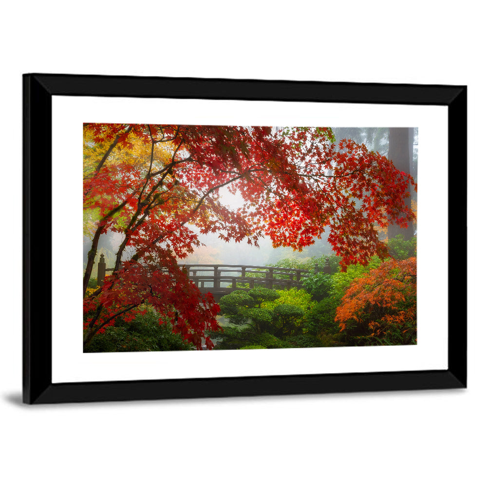 Portland Moon Bridge in Autumn Mist Wall Art