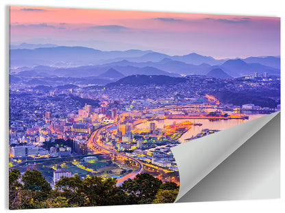 Sasebo Downtown Twilight Harbor Wall Art