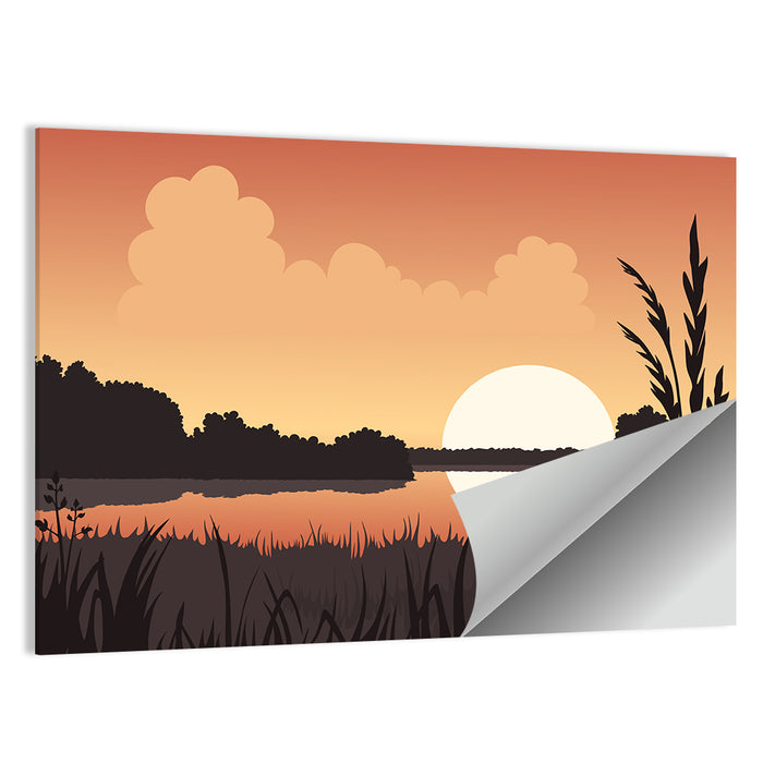 Summer Lake Sunset Wall Art as a poster print