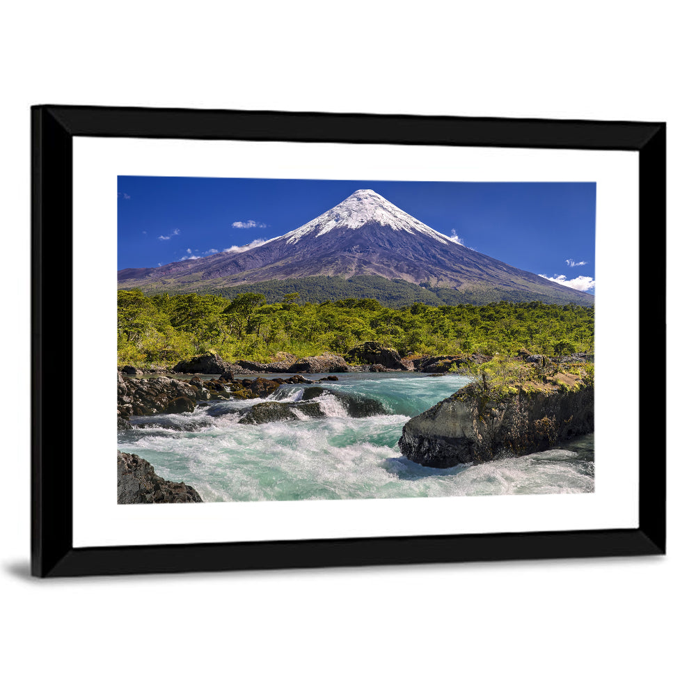 Osorno Volcano Over Petrohue Rapids Wall Art