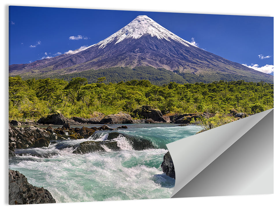 Osorno Volcano Over Petrohue Rapids Wall Art
