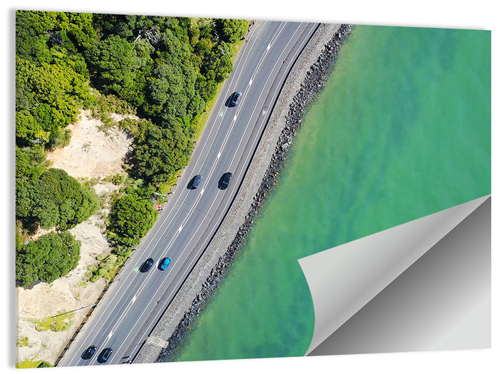 Auckland Coastal Highway Aerial View Wall Art as a poster print
