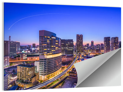 Tokyo Monorail Light Trails at Twilight Wall Art