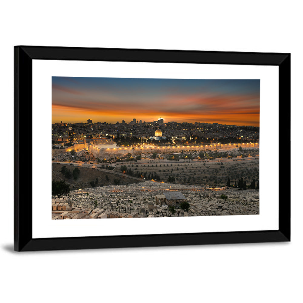 Jerusalem Sunset Over Temple Mount Wall Art