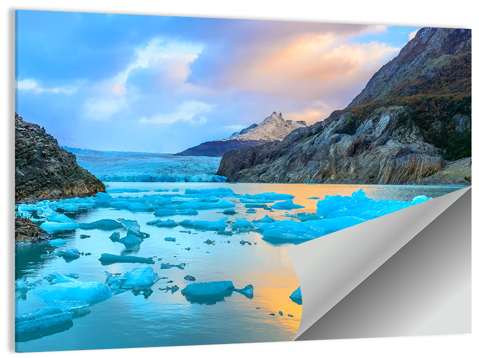 Grey Glacier at Sunset Wall Art