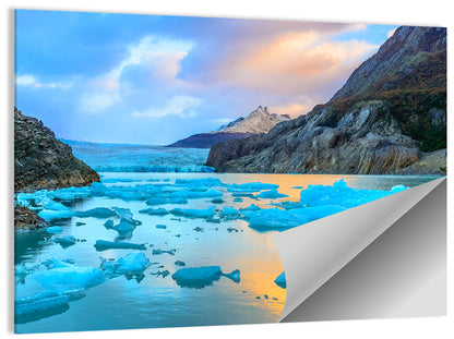 Grey Glacier at Sunset Wall Art