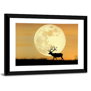 Bull Elk & Supermoon Wall Art