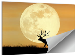 Bull Elk & Supermoon Wall Art