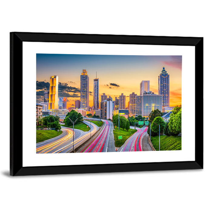 Atlanta Skyline at Dusk Wall Art as a framed print