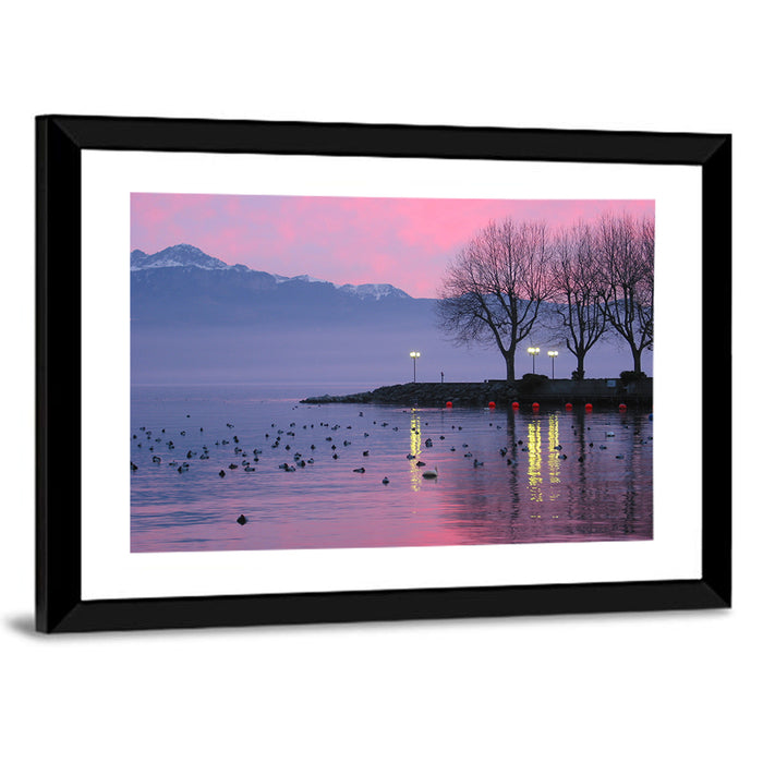 Lake Geneva Twilight Wall Art as a framed print