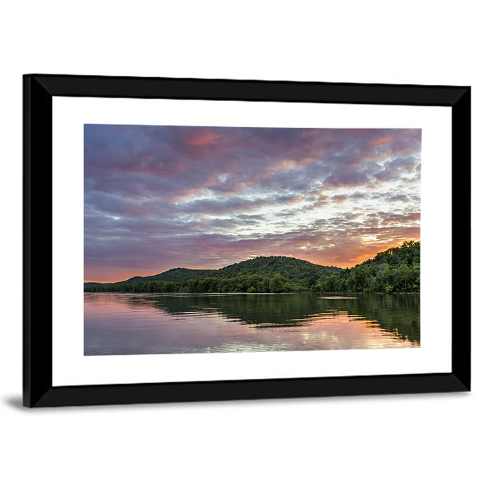Ohio River Paden City at Dusk Wall Art as a framed print