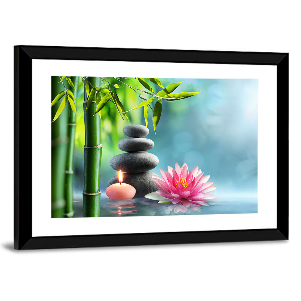 Zen Massage Stones with Waterlily Wall Art