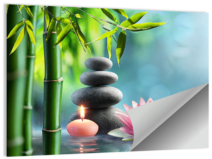 Zen Massage Stones with Waterlily Wall Art