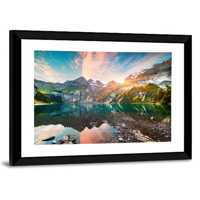 Oeschinensee Reflection Wall Art as a framed print
