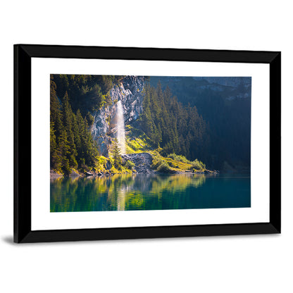 Lake Oeschinen Waterfall Reflection Wall Art