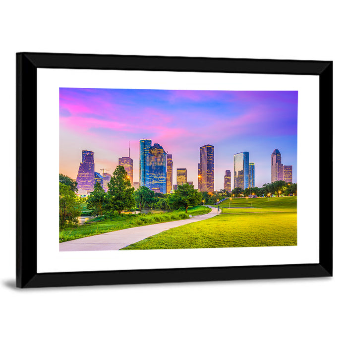 Houston Skyline at Dusk Wall Art as a framed print