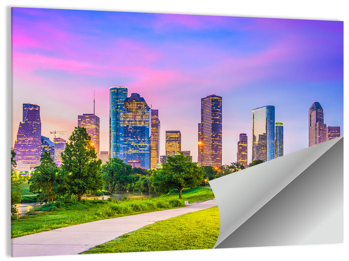 Houston Skyline at Dusk Wall Art as a poster print