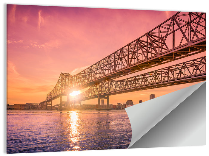 Crescent City Connection at Sunset Wall Art as a poster print