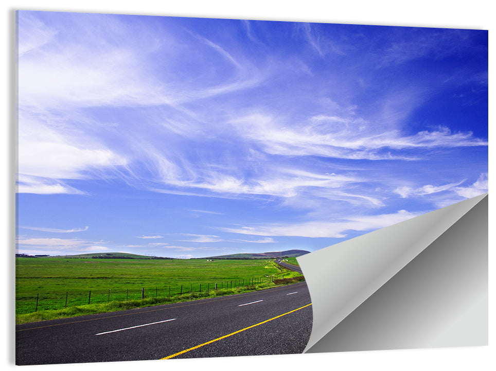 Winding Country Road in Green Fields Wall Art