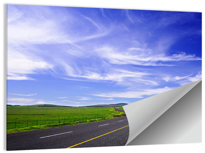 Winding Country Road in Green Fields Wall Art