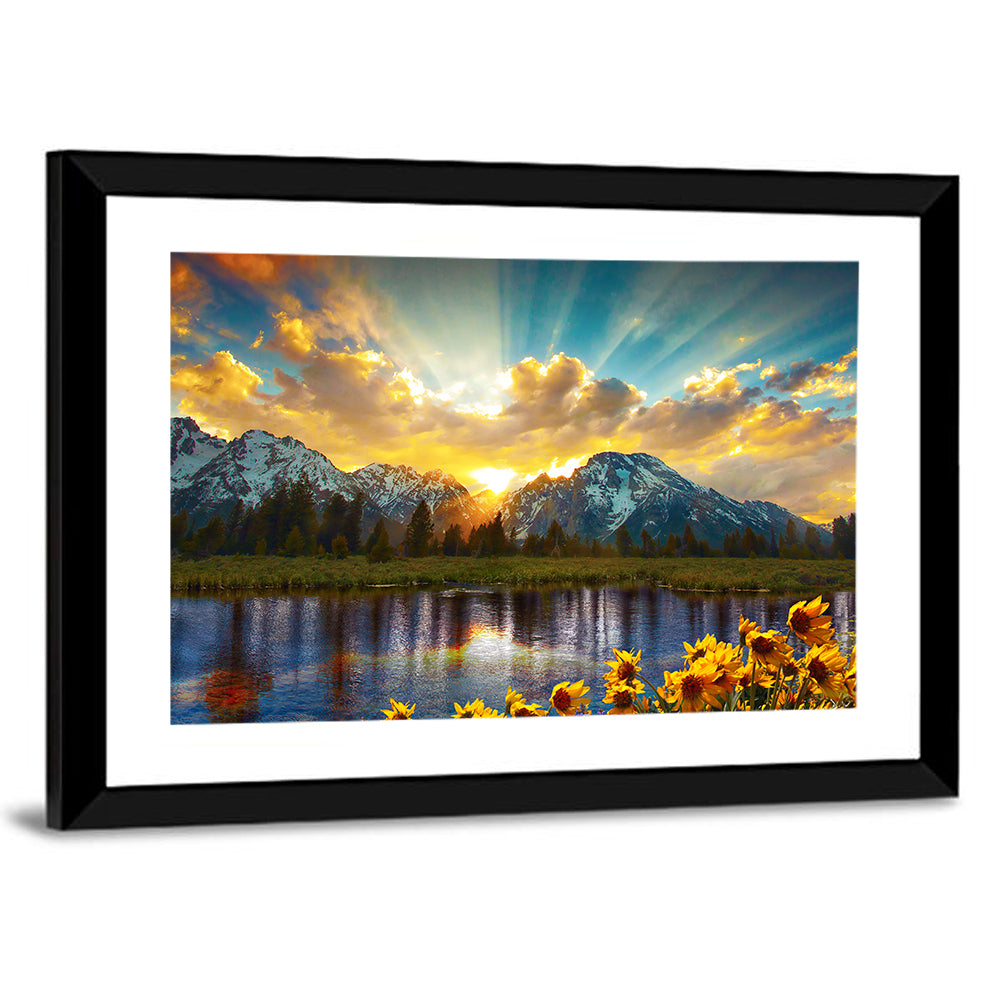 Grand Teton Sunrise Reflection Wall Art