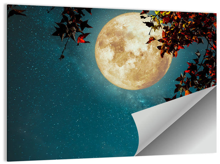 Autumn Moon with Milky Way Wall Art as a poster print