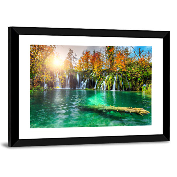 Autumn Waterfalls at Plitvice Lakes Wall Art as a framed print