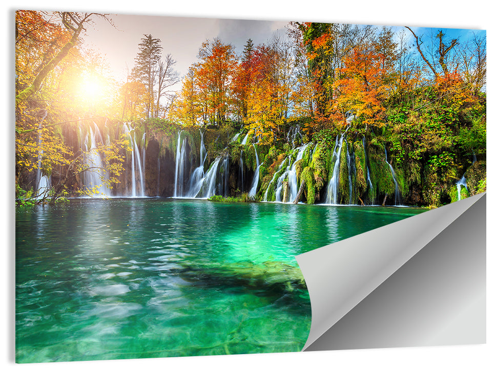 Autumn Waterfalls at Plitvice Lakes Wall Art