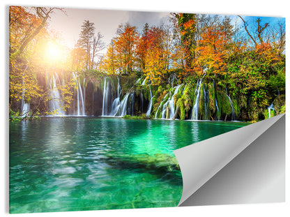 Autumn Waterfalls at Plitvice Lakes Wall Art