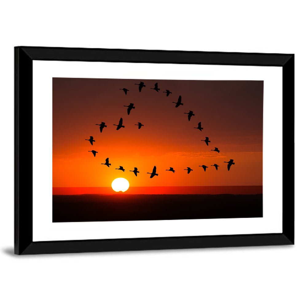 Heart-shaped Flock of Birds Wall Art