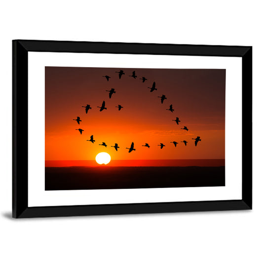 Heart-shaped Flock of Birds Wall Art