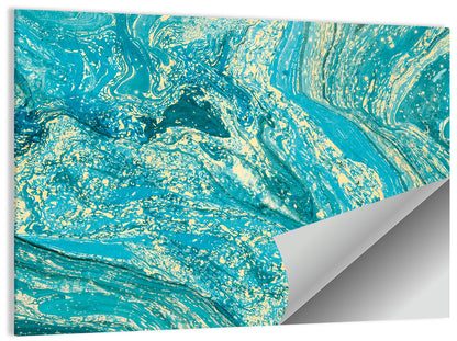 Teal Marble Swirls Abstract Wall Art