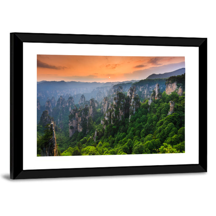 Zhangjiajie Forest at Sunset Wall Art as a framed print