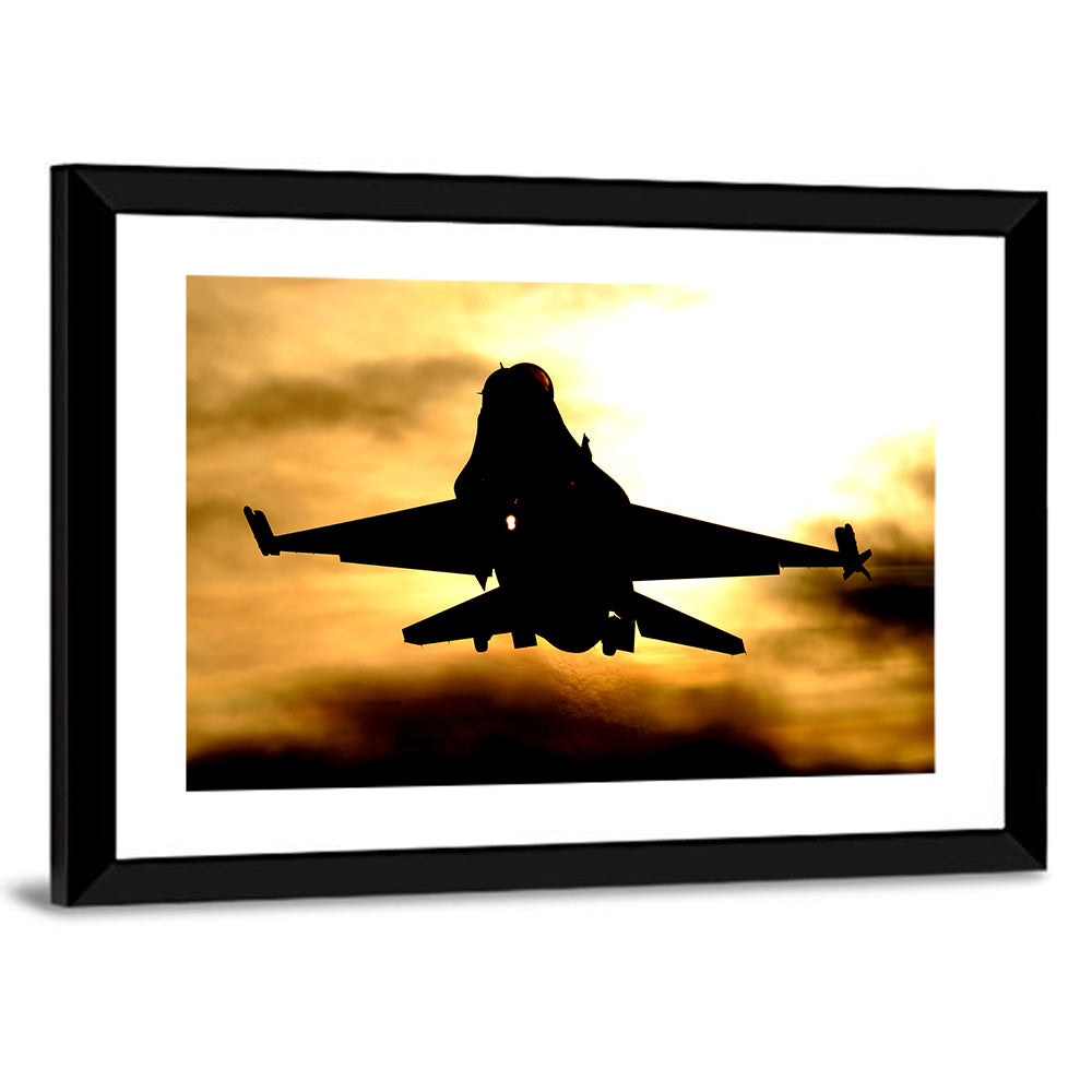 F-16 Sunset Silhouette Wall Art