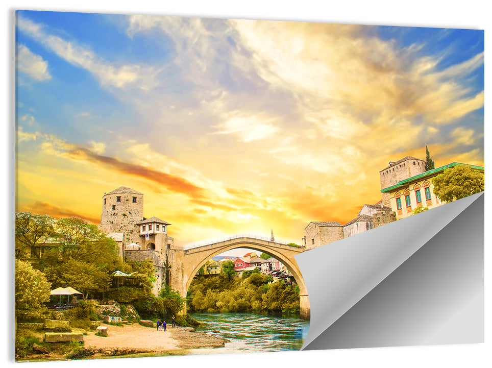 Stari Most at Sunset Wall Art