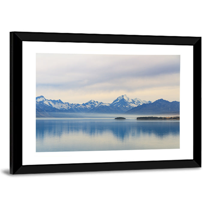 Mount Cook Reflection at Lake Pukaki Wall Art as a framed print