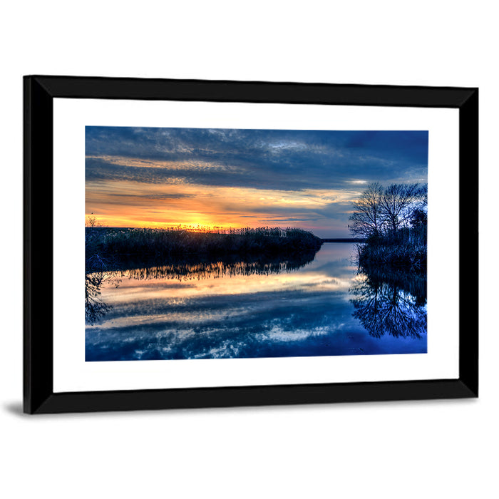 Louisiana Bayou Sunset Wall Art as a framed print