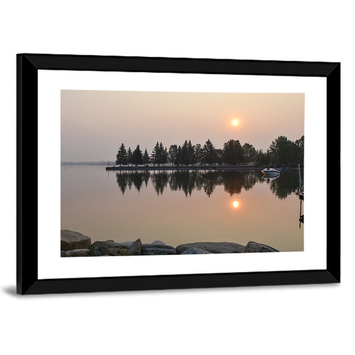 Sylvan Lake Sunset Reflection Wall Art as a framed print