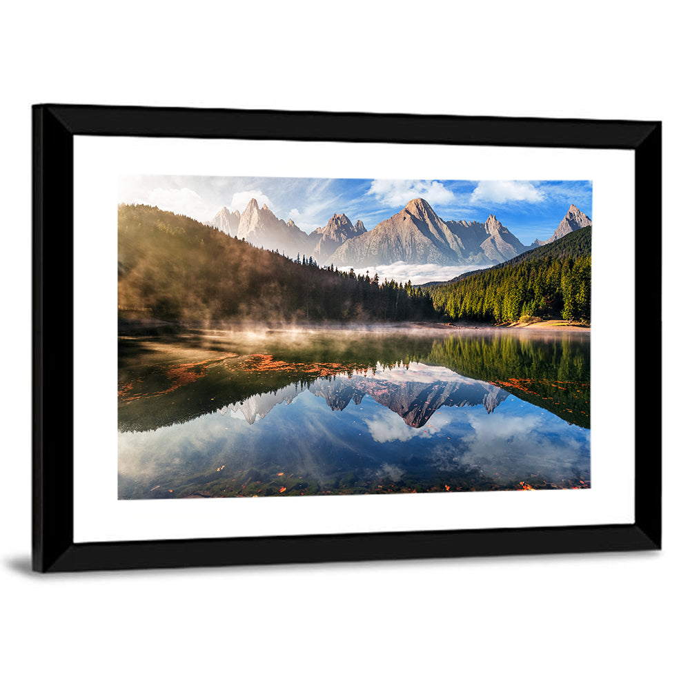 Morning Mist Mountain Lake Wall Art